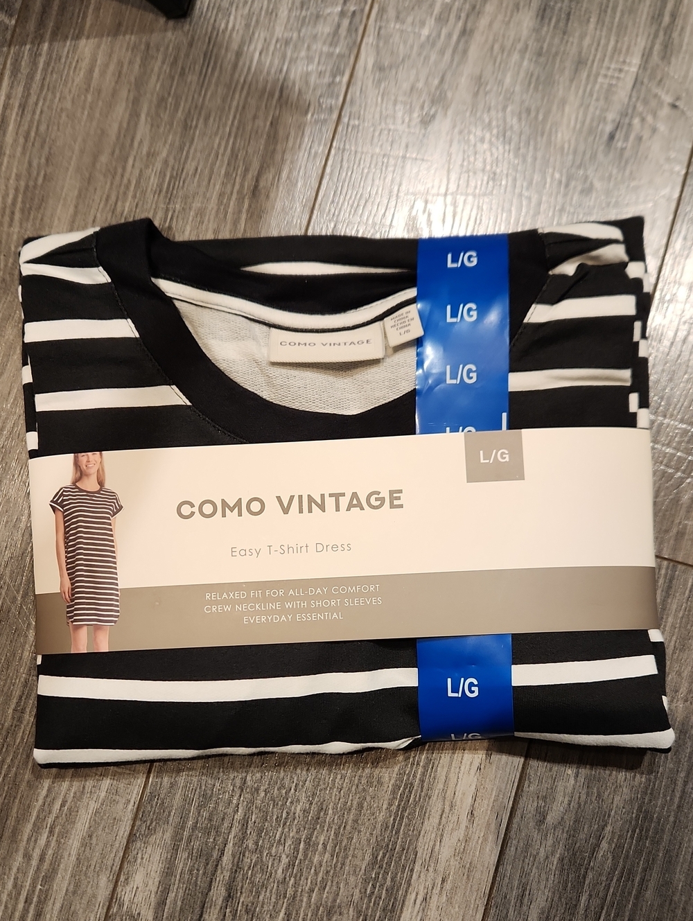 NWT Como Vintage Black & White Striped Women's T-Shirt Dress Various Sizes